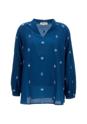 Emporio Sirenuse Ilizia embroidered raglan-sleeve blouse - Blue