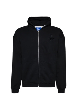 MARKING DISTANCE zipped logo-detail hoodie - Black