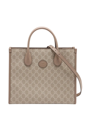 Gucci Pre-Owned 2016-2026 Small GG Supreme Interlocking G Tote satchel - Neutrals