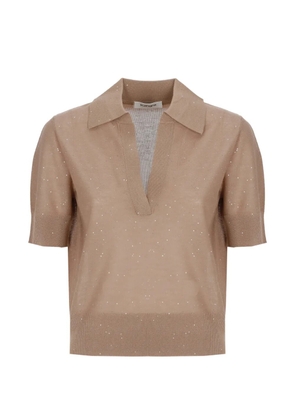 Kangra sequin-embellished polo-collar T-shirt - Neutrals
