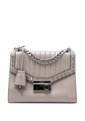 Prada Pre-Owned 2010-2026 Studded Glace Calf Sound Lock crossbody bag - Grey