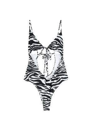 The Attico zebra-print cutout swimsuit - Black