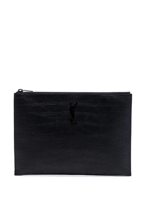 Saint Laurent Pre-Owned 2018 Croc Embossed Leather Monogram Document Holder clutch bag - Black