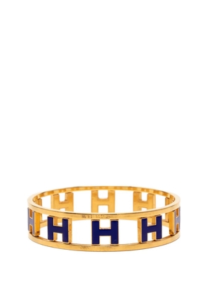 Hermès Pre-Owned 20th Century Gold Plated Enamel Rondo Ash H Bangle costume bracelet - Blue