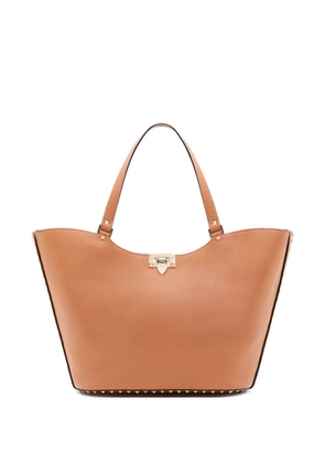 Valentino Garavani Rockstud grainy calfskin shopping bag - Brown