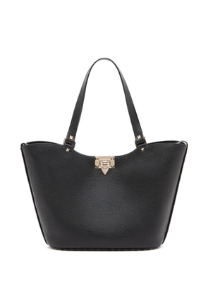 Valentino Garavani Rockstud small shopping bag in grainy calfskin - Black