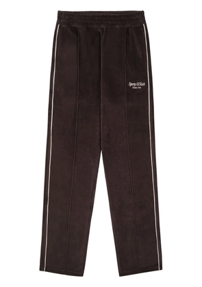 Sporty & Rich Script-logo velour track pants - Brown