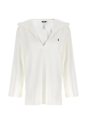 Polo Ralph Lauren embroidered-logo V-neck hoodie - White