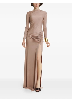 2310 STUDIO ruched-detail backless maxi dress - Neutrals