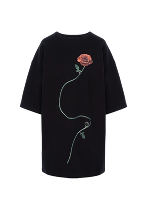 HAMZA Kyoto Rose-print T-shirt dress - Black