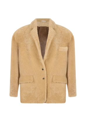 The Mannei rear-slit shearling jacket - Neutrals