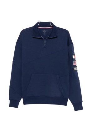 Tommy Hilfiger logo-patch quarter-zip sweater - Blue