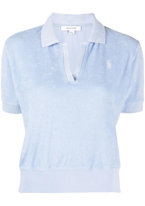 Sporty & Rich logo-patch V-neck polo shirt - Blue