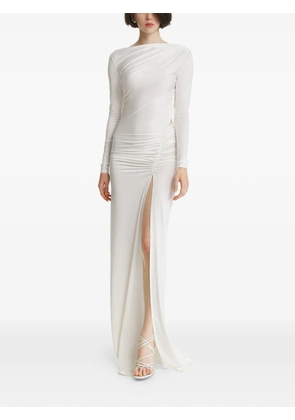 2310 STUDIO ruched open-back maxi dress - White