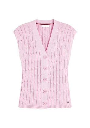 Tommy Hilfiger cable-knit sleeveless cardigan - Pink