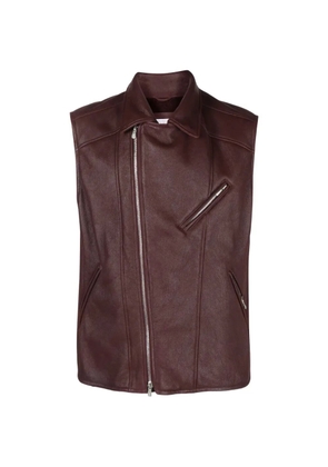 Brunello Cucinelli zip-up leather biker vest - Red
