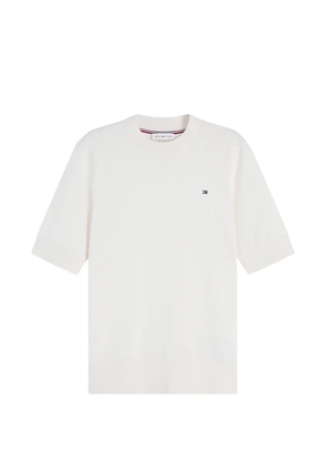 Tommy Hilfiger logo-embroidered short-sleeve sweater - White