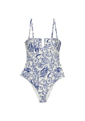Simkhai Ottilie seashell-print one-piece swimsuit - White