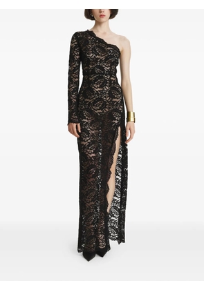 2310 STUDIO one-shoulder lace-overlay maxi dress - Black