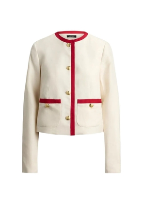 Lauren Ralph Lauren contrast-trim collarless blazer - Neutrals