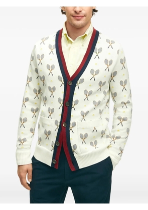 Brooks Brothers racquet jacquard patterned cardigan - Neutrals