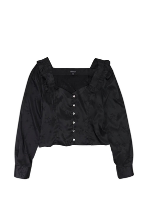 Callipygian floral-jacquard ruffled blouse - Black