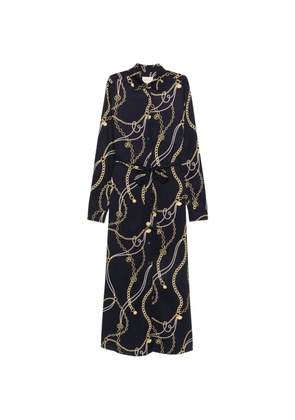 Gant chain-print belted shirt midi dress - Blue