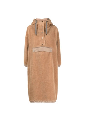 Brunello Cucinelli hooded faux-fur wool coat - Neutrals