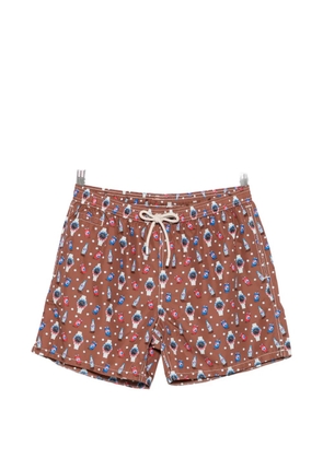MC2 Saint Barth graphic-print drawstring swim shorts - Brown