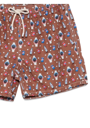 MC2 Saint Barth graphic-print drawstring swim shorts - Brown