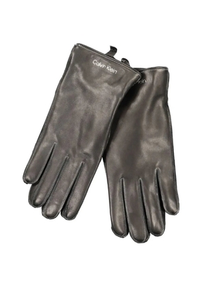 Calvin Klein logo-print leather gloves - Grey