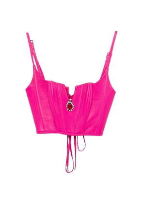 MITILIANE COUTURE Kyla crystal-embellished leather bustier - Pink
