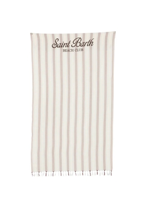 MC2 Saint Barth Foutas Light striped fringed beach towel - Neutrals