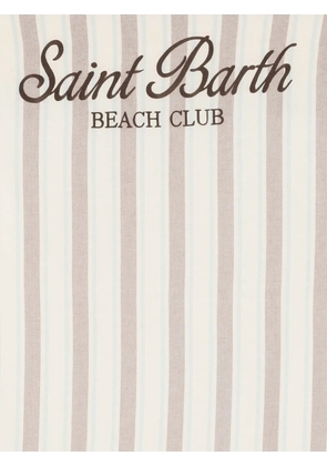MC2 Saint Barth Foutas Light striped fringed beach towel - Neutrals