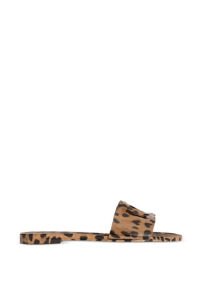Dolce & Gabbana leo-print rubber beachwear slides - Brown