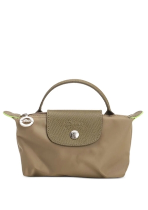 Longchamp Le Pliage Green leather-trim tote bag - Neutrals