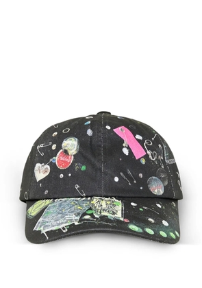 We11done Trompe-L'Oeil printed baseball cap - Black