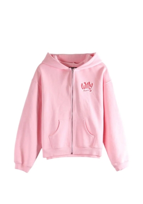 Willy Chavarria Willy Ropita shrunken logo-print zip-up hoodie - Pink