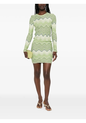 MC2 Saint Barth zigzag-knit long-sleeve dress - Green