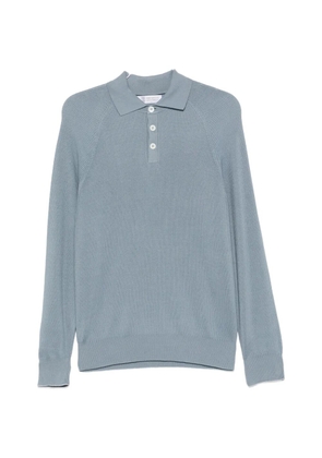 Brunello Cucinelli ribbed long-sleeve polo shirt - Blue
