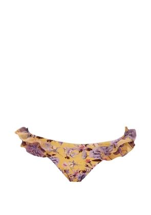PatBO floral-print ruffled bikini bottoms - Yellow