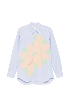 Comme Des Garçons Shirt floral-appliqué striped shirt - Blue