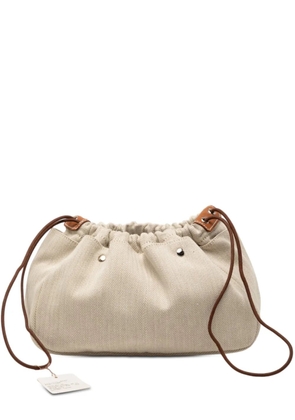 Hermès Pre-Owned 2015-2025 Canvas and Barenia Fourbi 25 pouch - Brown