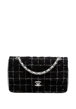 CHANEL Pre-Owned 2017-2018 Medium Classic Quilted Tweed and Metallic Lambskin Double Flap shoulder bag - Black
