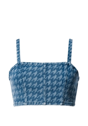 Perfect Moment houndstooth-pattern square-neck top - Blue