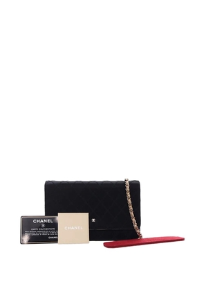 CHANEL Pre-Owned 2011 Bicolor Satin Diamond Stitch Wallet On Chain crossbody bag - Black