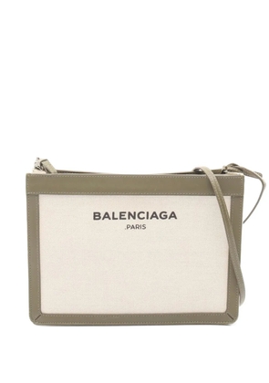 Balenciaga Pre-Owned 2000s Navy leather-trim crossbody bag - Neutrals