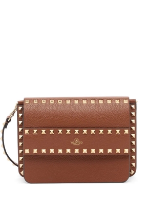 Valentino Garavani Rockstud small shoulder bag in grainy calfskin - Brown