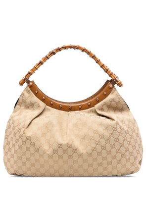 Gucci Pre-Owned 2000-2015 GG Canvas Bamboo Studded hobo bag - Neutrals