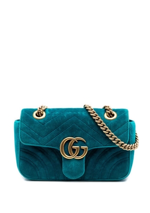 Gucci Pre-Owned 2016-2025 Small GG Marmont Matelasse Velvet shoulder bag - Blue